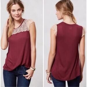 Anthropologie E by Eloise Pure Modal Lace Cap Sleeve Blouse